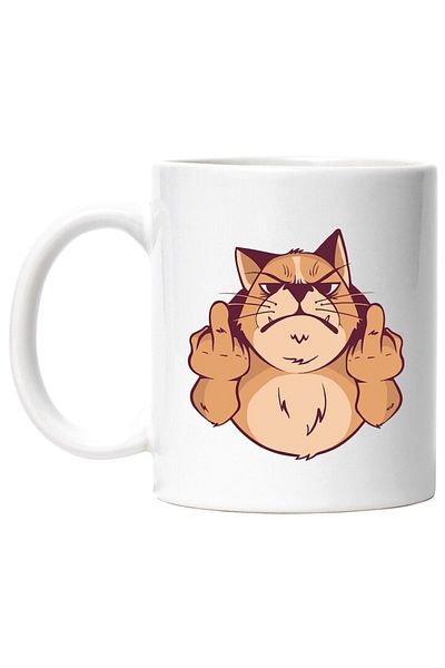 INOVATIX Personalized white mug, Angry, Finger, Hands, Animal, INOVATIX®. 330ml