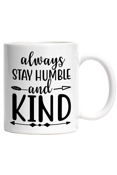 INOVATIX Personalized white mug, message that urges you to remain modest and kind to everyone, INOVATIX®. 330ml