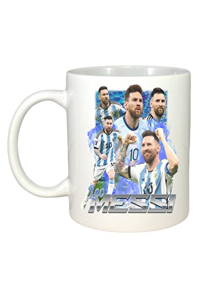INOVATIX Персонализирана бяла чаша, Лео Меси Аржентина, бяла дръжка и вътрешн...