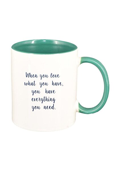 INOVATIX Cană albă personalizată, mesaj When you Love, interior verde, D1420,...