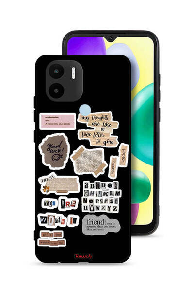 Tolwak غطاء حماية لهاتف شاومي ريدمي A1 بلس مع ملصقات عبارات الحظ السعيد