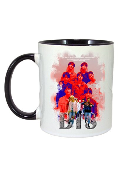 INOVATIX Cana Alba Personalizata, Formatia/trupa Bts 4, Maner Si Interior Negru, ®. 330ml