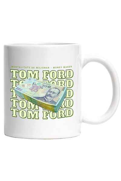 INOVATIX Personalized white mug, __Tom Ford_ - 100 Romanian Lei, INOVATIX®. 330ml