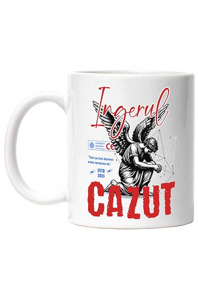 INOVATIX Personalized white mug, Man With Wings Fallen Angel Abstract Art Motivational, INOVATIX®. 330ml
