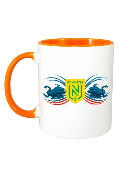 INOVATIX Cana Alba Personalizata, Fc Nantes Franta, Maner Si Interior Portocaliu, ®. 330ml