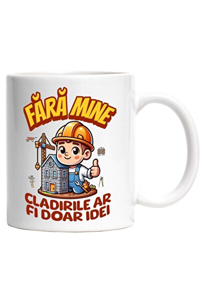 INOVATIX Cana alba personalizata, Barbat Constructor Fara mine, cladirile ar ...