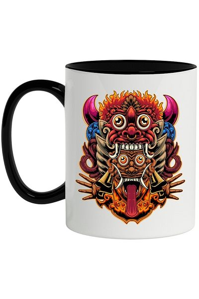 INOVATIX Personalized white mug, Totem, Maias, Hands, Demons, with Black Handle, INOVATIX®. 330ml