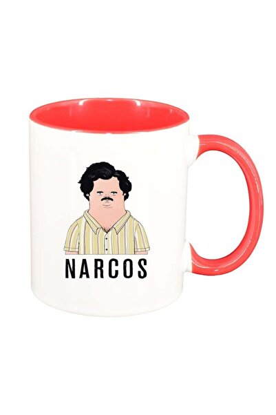 INOVATIX Персонализирана бяла чаша, Наркос - Пабло Ескобар, червена вътрешнос...