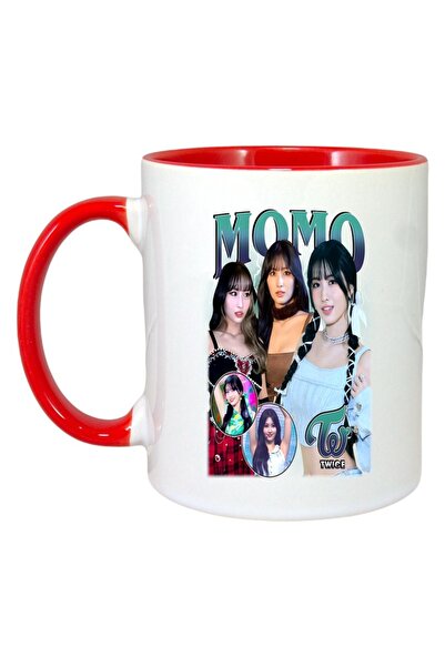 INOVATIX Cana Alba Personalizata, Formatia/trupa Momo, Maner Si Interior Rosu, ®. 330ml