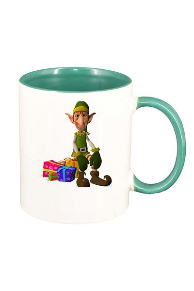 INOVATIX Personalized white mug, Christmas, green interior, D175, INOVATIX®. 330ml