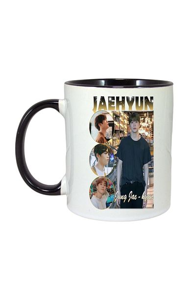 INOVATIX Personalized White Mug, Band/Trophy Jenne 2, Black Handle and Interior, ®. 330ml