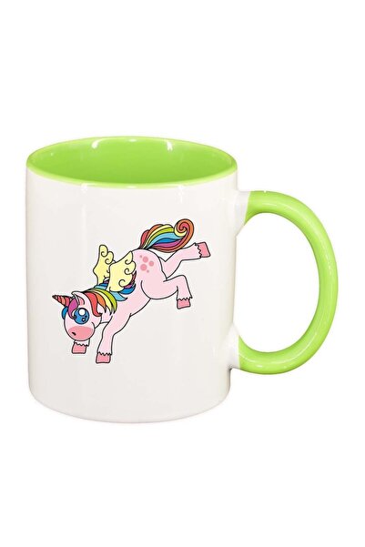 INOVATIX Εξατομικευμένη λευκή κούπα, Μονόκερος, ανοιχτό πράσινο εσωτερικό, D9...