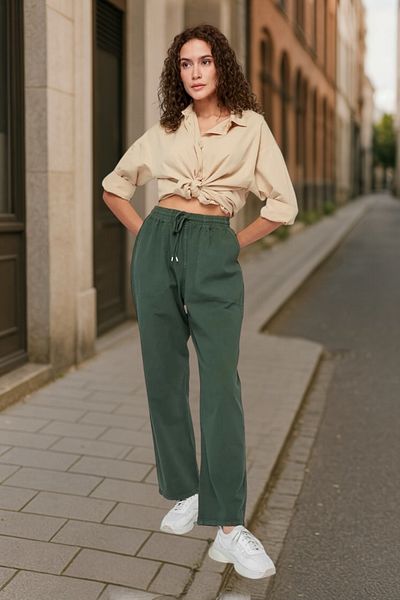 Malerind Λινό παντελόνι Hambez Bottom Sweatpants Ένα σχήμα Άνετο Μεγάλο Μέγεθος Καλοκαιρινό Χαλαρό