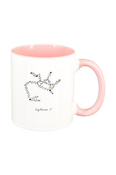 INOVATIX Personalized white mug, Zodiac, Sagittarius, pink interior, D1380, INOVATIX®. 330ml