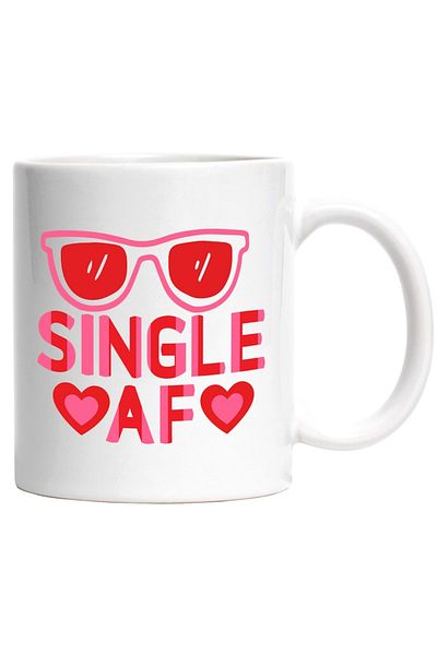 INOVATIX Personalized white mug, hearts for single people - sunglasses, INOVATIX®. 330ml