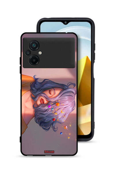 Tolwak Xiaomi Poco M5 4G Protective Case Cover Girl And Space Art