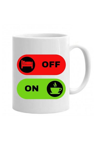 INOVATIX Personalized white mug, personalized on off, 350 ml, INOVATIX®. 330ml