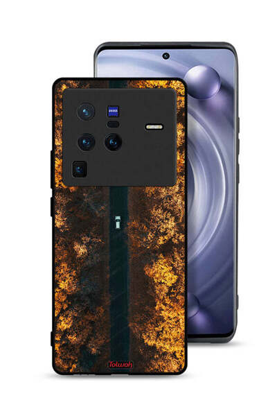 Tolwak غطاء حماية لهاتف Vivo X80 Pro بتصميم طريق في أشجار الخريف