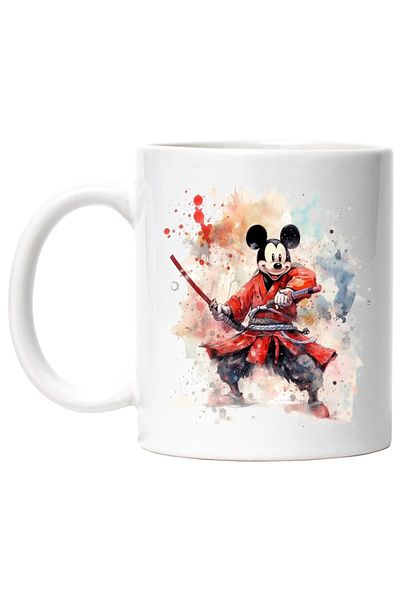 INOVATIX Cana alba personalizata, Disney, Mikey Mouse, Samurai, Costum, Katana, INOVATIX®. 330ml