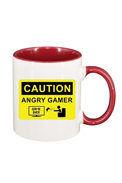 INOVATIX Εξατομικευμένη λευκή κούπα, Gamer, Game Over, σκούρο κόκκινο εσωτερι...