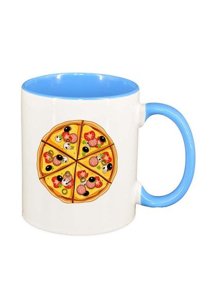 INOVATIX Cana alba personalizata, Pizza, interior albastru, D410, INOVATIX®. 330ml