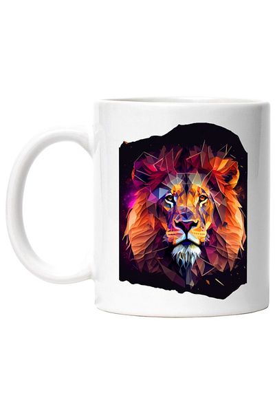 INOVATIX Personalized white mug, Lion, Abstract, Geometric, Space, INOVATIX®. 330ml