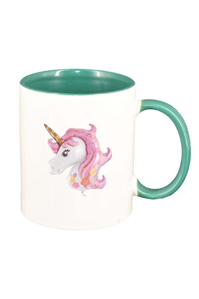 INOVATIX Cană albă personalizată, Ponei, interior verde, D255, INOVATIX®. 330ml