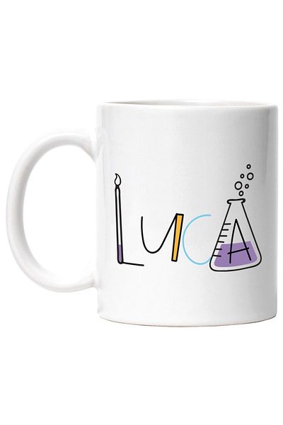 INOVATIX Personalized white mug, Name Luca, and Funny Message, Curious, Sociable, Galagio, INOVATIX®. 330ml