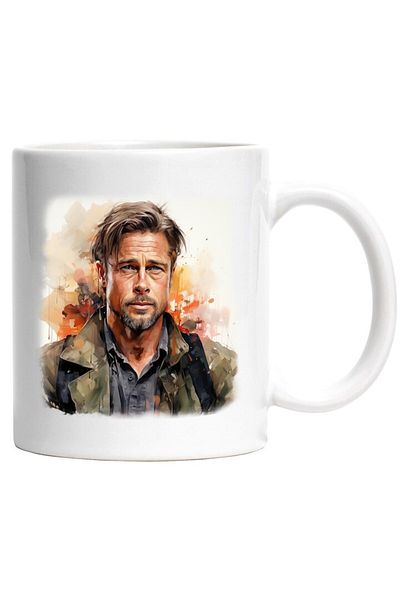 INOVATIX Personalized white mug, Brad Pitt, Actor, Celebrity, Movies, INOVATIX®. 330ml
