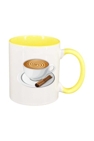 INOVATIX Εξατομικευμένη λευκή κούπα, καφές, κίτρινο εσωτερικό, D412, INOVATIX...