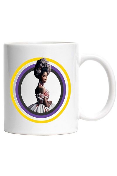 INOVATIX Personalized white mug, Woman, Asian, Dress, Flowers, Fantasy, Elegant, Fashion, INOVATIX®. 330ml