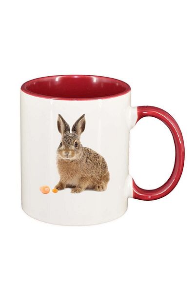 INOVATIX Personalized white mug, Bunny, red interior, D259, INOVATIX®. 330ml