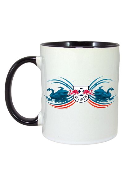 INOVATIX Personalized White Mug, Rb Leipzig Germany, Black Handle and Interior, ®. 330ml