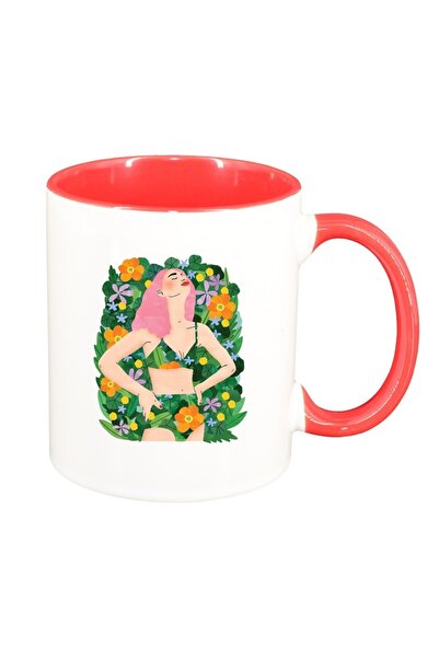 INOVATIX Cana alba personalizata, Summer, interior rosu, D1450, INOVATIX®. 330ml