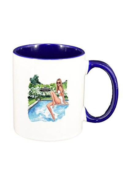 INOVATIX Cana alba personalizata, Woman summer, interior albastru inchis, D14...