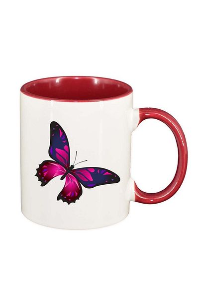 INOVATIX Cana alba personalizata, Butterfly, interior rosu, D959, INOVATIX®. 330ml