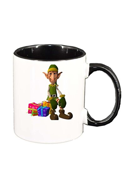 INOVATIX Персонализирана бяла чаша, Коледа, черен интериор, D175, INOVATIX®. ...