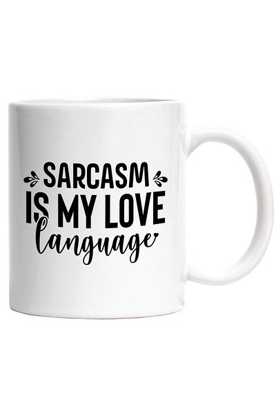 INOVATIX Personalized white mug, heart and the word Sarcasm is my love language, INOVATIX®. 330ml