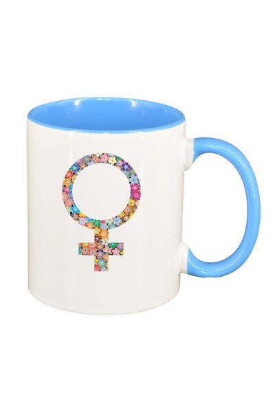 INOVATIX Εξατομικευμένη λευκή κούπα, FLowery Gender Sign, μπλε εσωτερικό, D10...