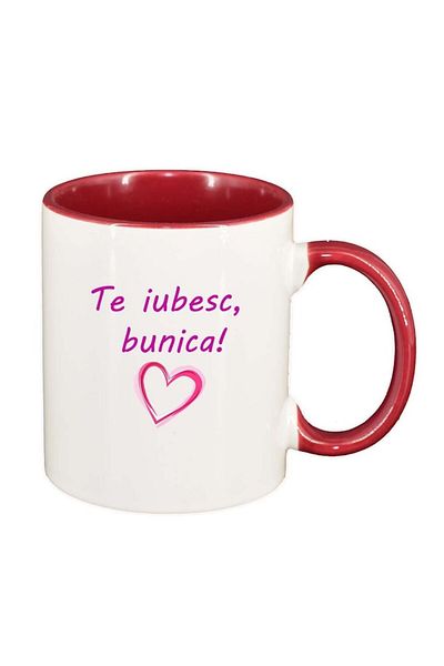 INOVATIX Cana alba personalizata, Te iubesc..., interior rosu, D1024, INOVATIX®. 330ml