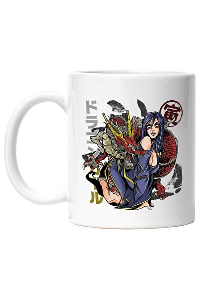 INOVATIX Εξατομικευμένη λευκή κούπα, εικονογράφηση Anime, Δράκος, Κορίτσι, Σύ...