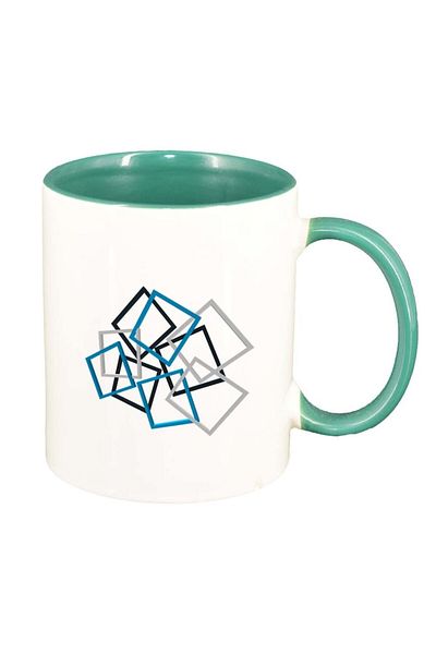 INOVATIX Personalized white mug, Forme, green interior, D209, INOVATIX®. 330ml