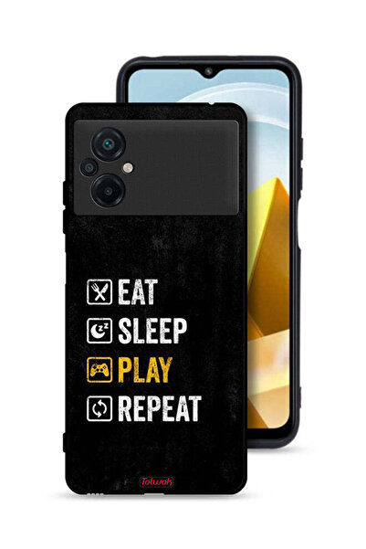 Tolwak غطاء حماية Xiaomi Poco M5 4G، تناول الطعام، النوم، اللعب، التكرار