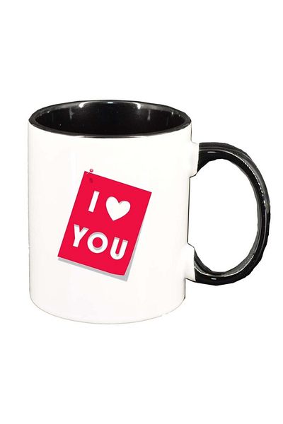 INOVATIX Personalized white mug, Love, black interior, D393, INOVATIX®. 330ml