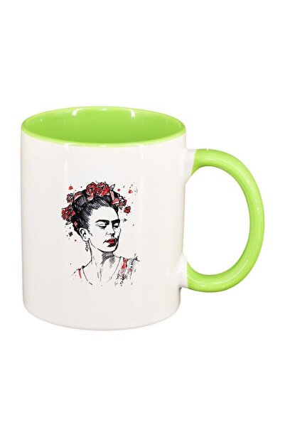 INOVATIX Персонализирана бяла чаша, Frida, светлозелена вътрешност, D1465, IN...
