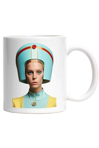 INOVATIX Personalized white mug, Portrait, Face, Hat, Futuristic, Brooch, INOVATIX®. 330ml
