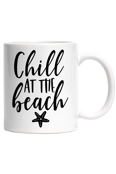INOVATIX Personalized white mug, for those who relax on the beach in English, INOVATIX®. 330ml