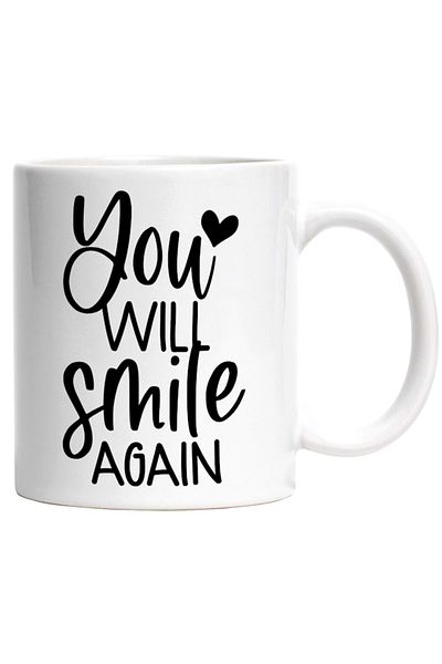 INOVATIX Personalized white mug, heart and the message You will smile again, INOVATIX®. 330ml
