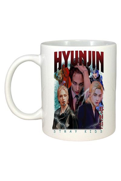 INOVATIX Personalized White Mug, Hyunjun Band, White Handle and Interior, ®. 330ml