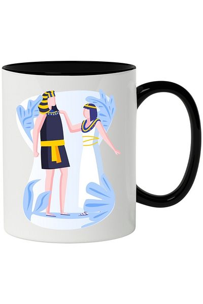 INOVATIX Personalized white mug, Egyptians, Antiquity, Pharaoh, with Black Handle, INOVATIX®. 330ml